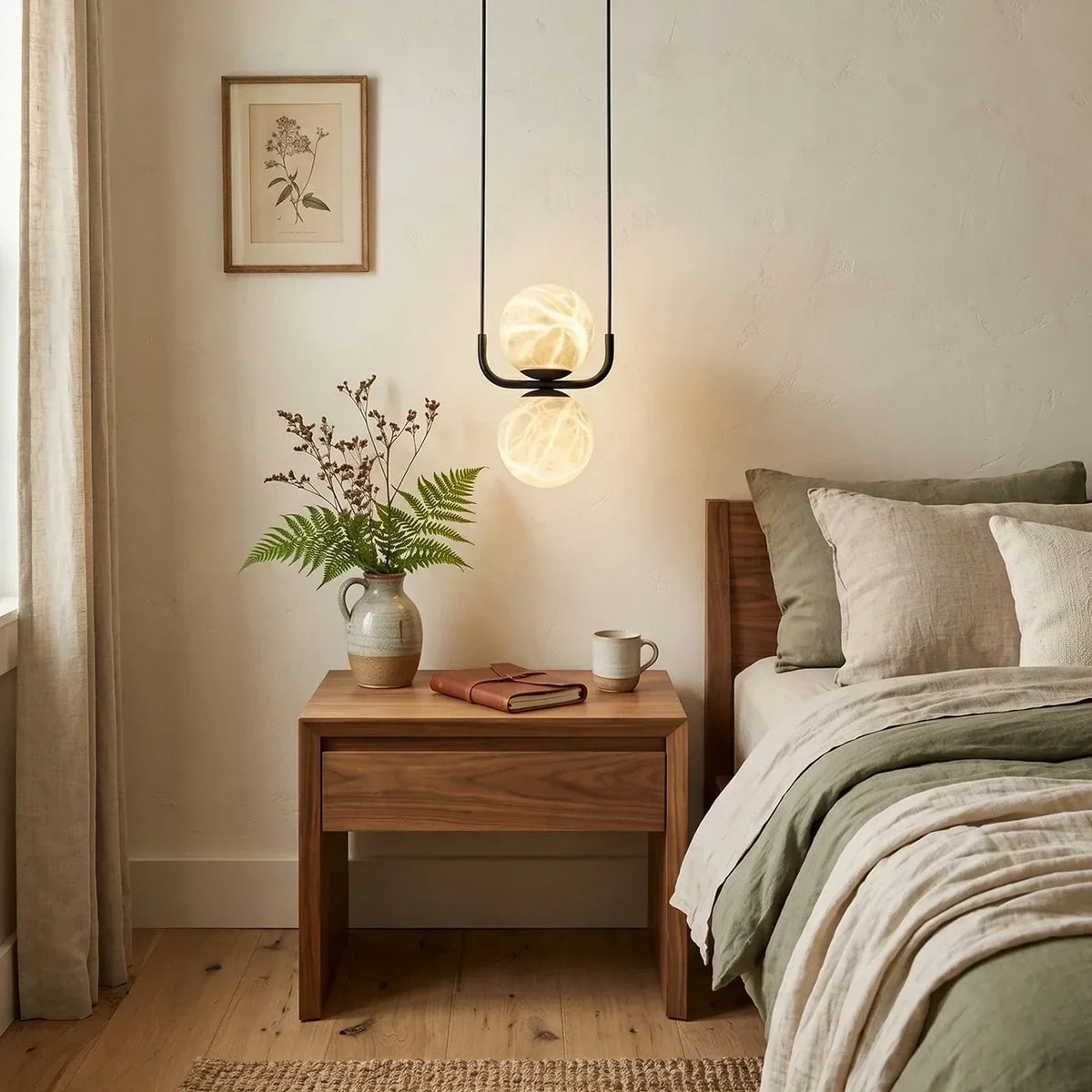 U-Bracket Globe Pendant Light in alabaster for Kitchen Island by AUVIELIGHT