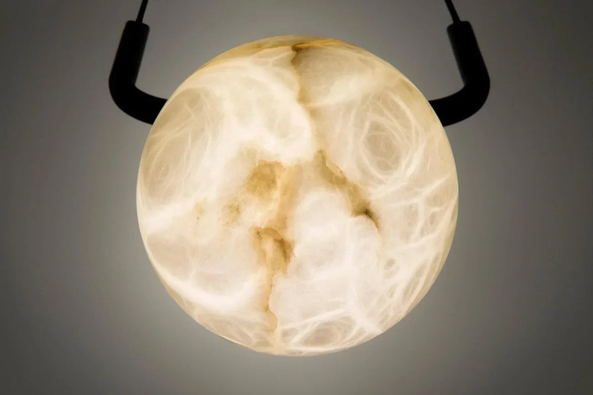 U-Bracket Globe Pendant Light in alabaster for Kitchen Island by AUVIELIGHT