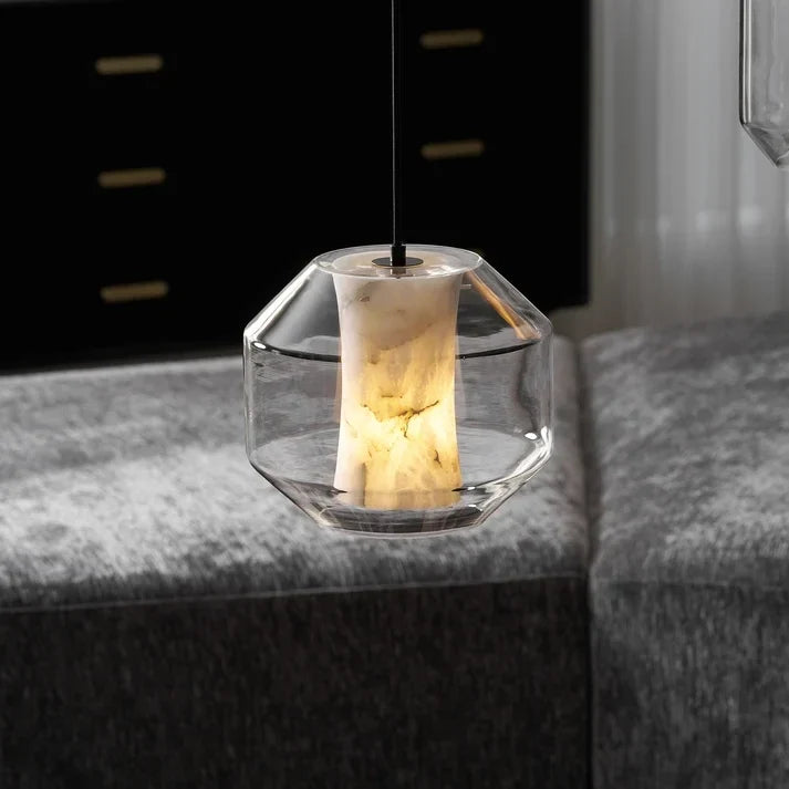 Inner Core Pendant Light in alabaster for Kitchen Island by AUVIELIGHT