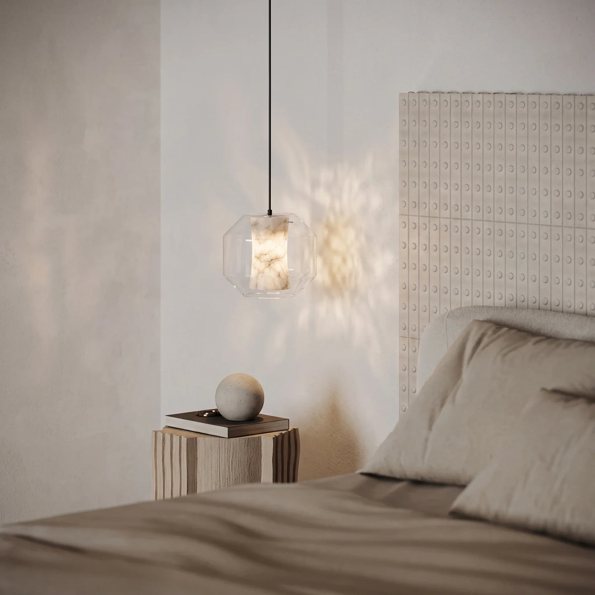 Inner Core Pendant Light in alabaster for Kitchen Island by AUVIELIGHT