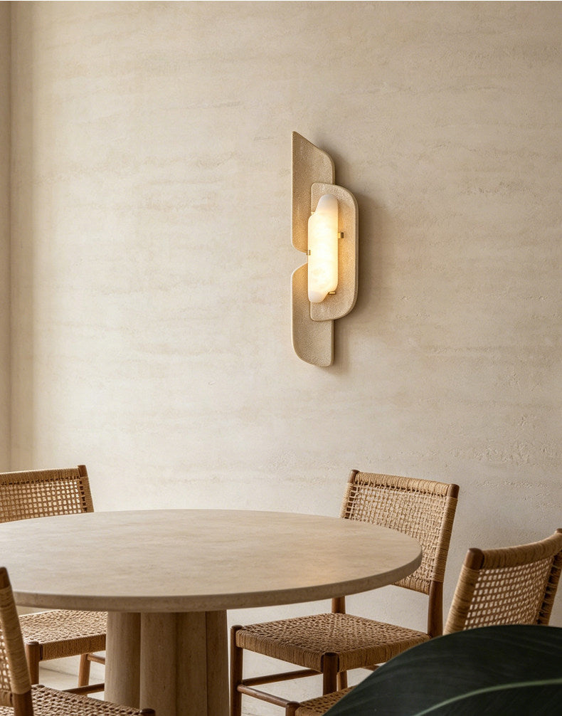 Layered Wall Sconce in alabaster for Hallway by AUVIELIGHT