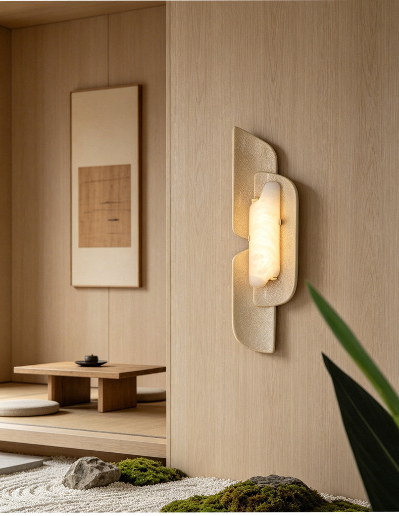 Layered Wall Sconce in alabaster for Hallway by AUVIELIGHT