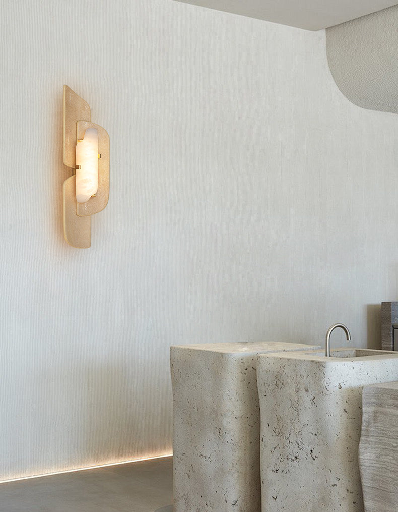 Layered Wall Sconce in alabaster for Hallway by AUVIELIGHT