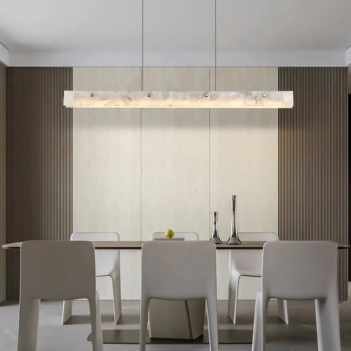 Linear Pendant Light in alabaster for Kitchen Island by AUVIELIGHT