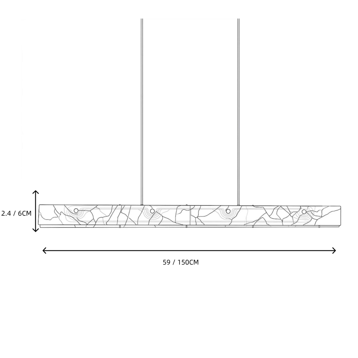 Linear Pendant Light in alabaster for Kitchen Island by AUVIELIGHT