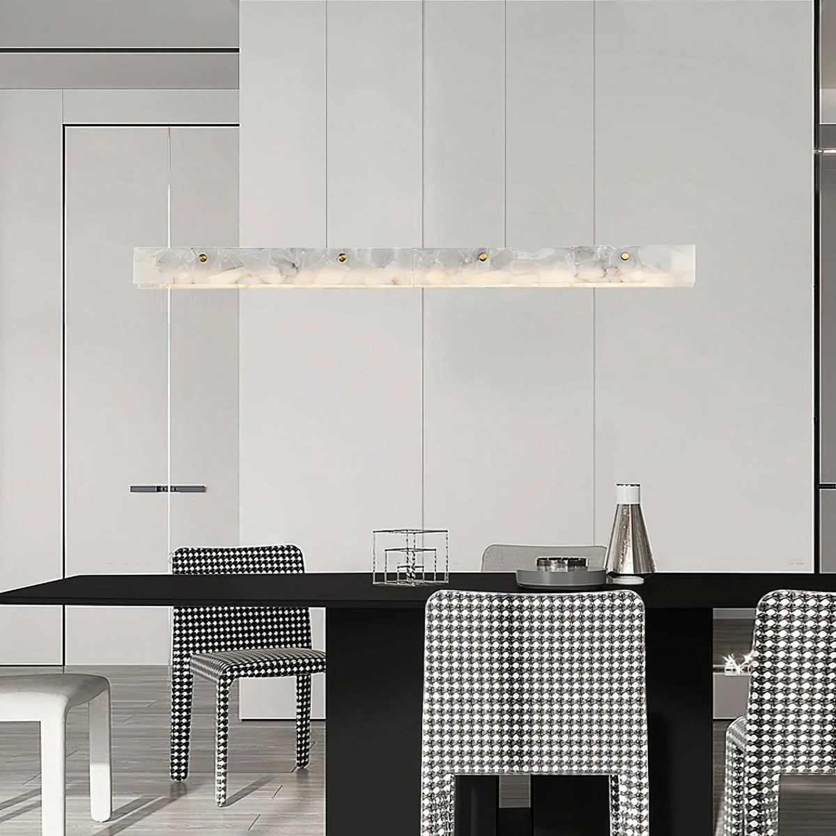 Linear Pendant Light in alabaster for Kitchen Island by AUVIELIGHT
