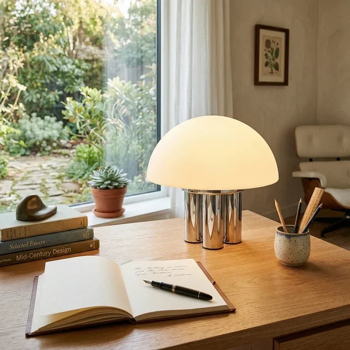 Mushroom Table Lamp in alabaster for Living Room by AUVIELIGHT
