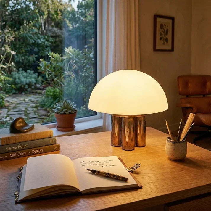 Mushroom Table Lamp in alabaster for Living Room by AUVIELIGHT