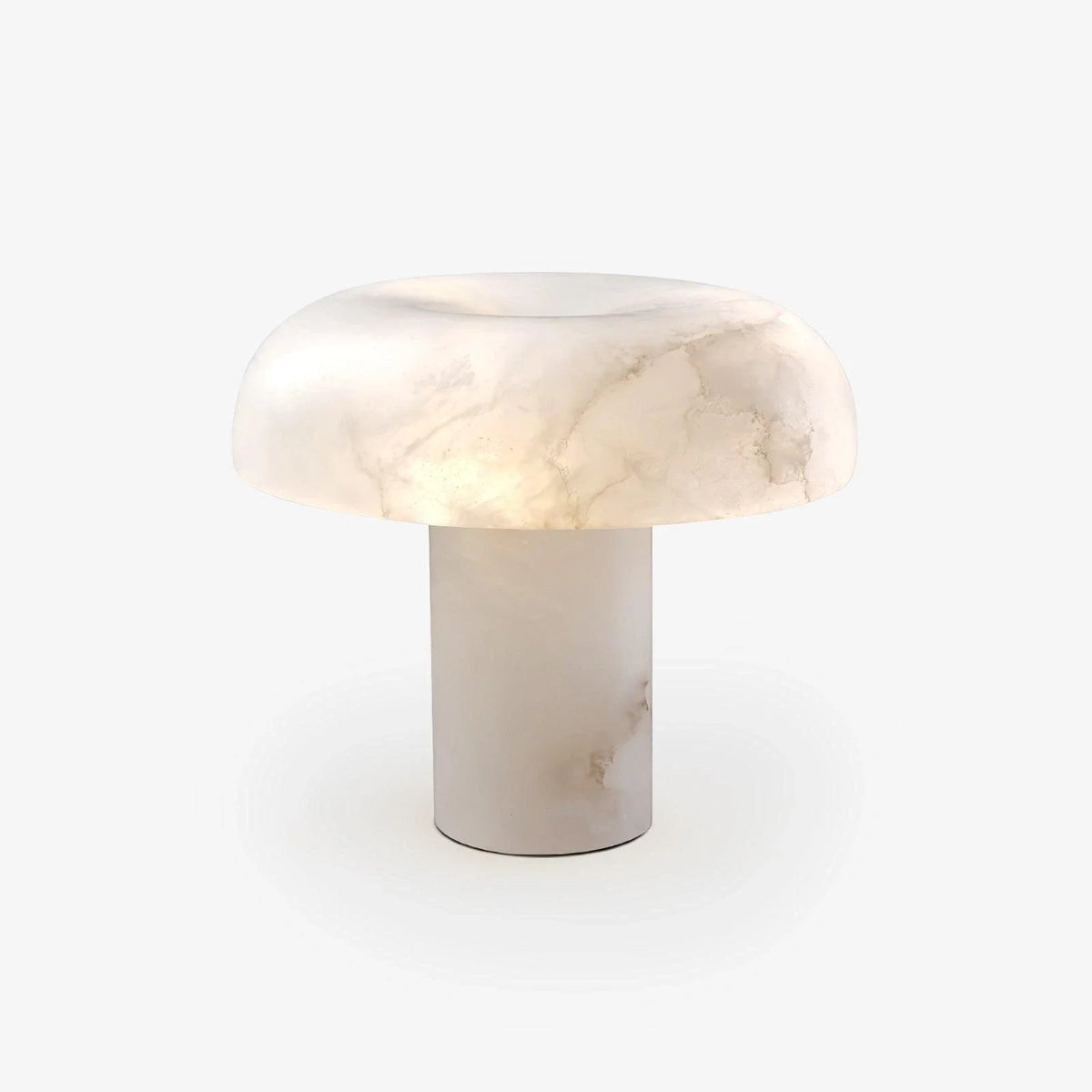 Mushroom Table Lamp in alabaster for Living Room by AUVIELIGHT, ∅ 11.8" x H 10.6" / Dia 30cm x H 27cm / Brass & White / AU Plug and 3 other sizes