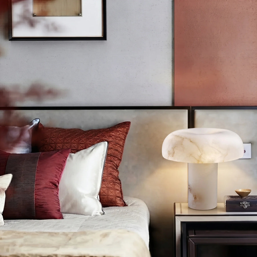 Mushroom Table Lamp in alabaster for Living Room by AUVIELIGHT