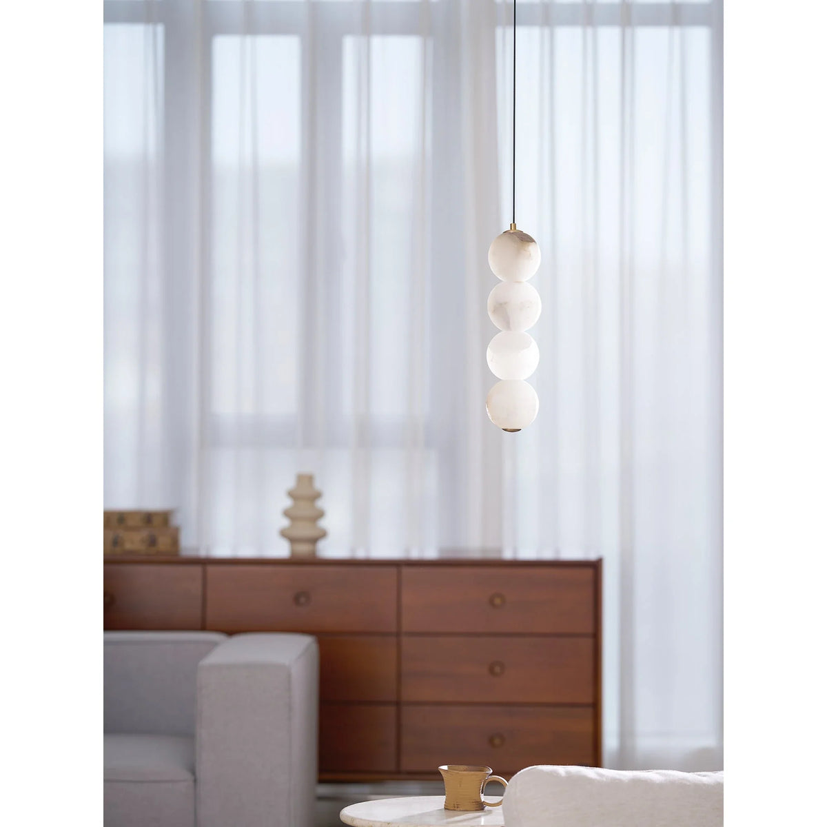 Orb Pendant Light in alabaster for Kitchen Island by AUVIELIGHT