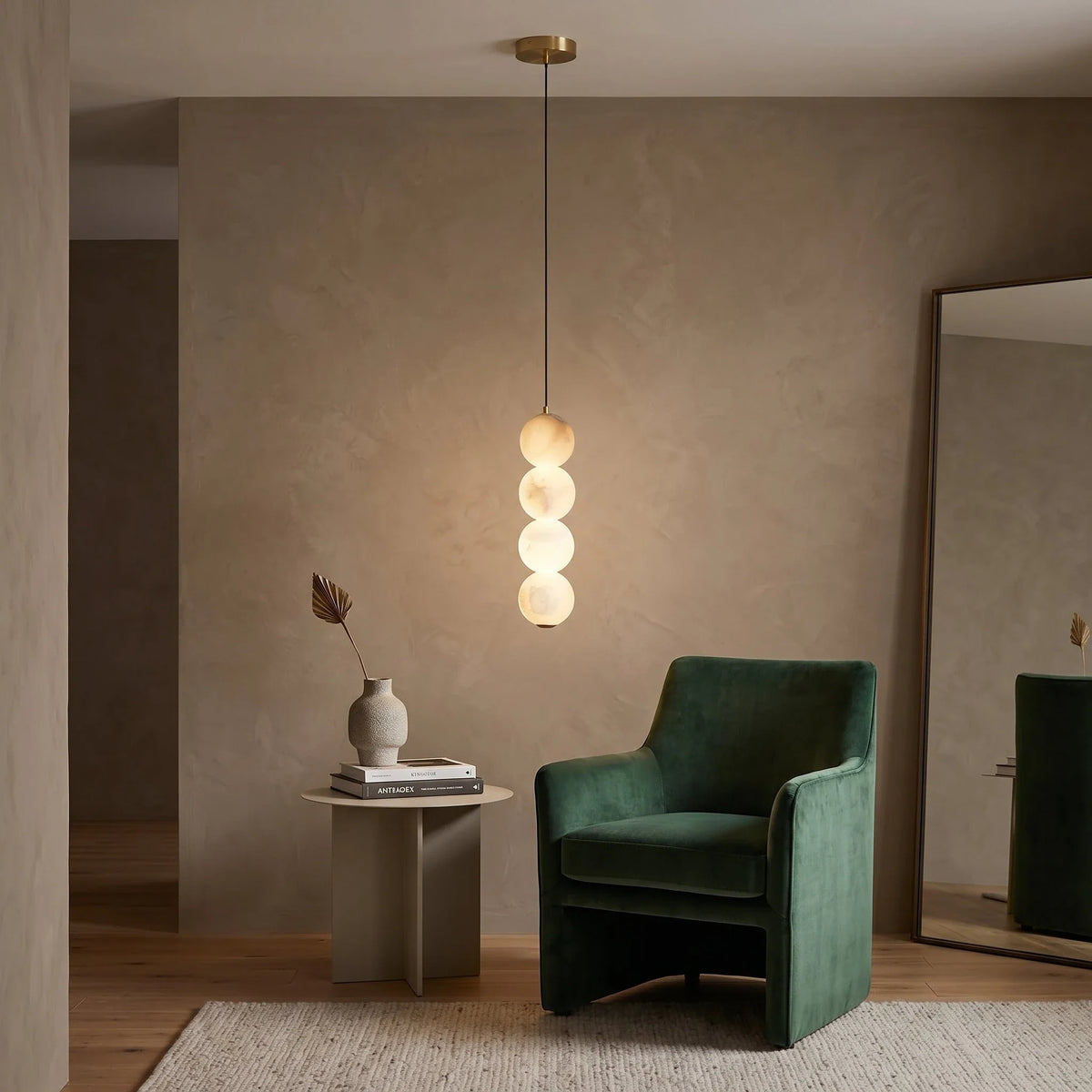 Orb Pendant Light in alabaster for Kitchen Island by AUVIELIGHT