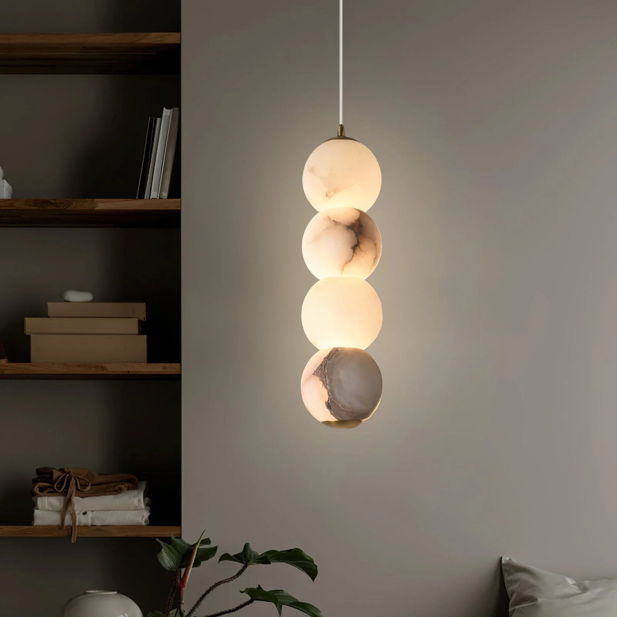 Orb Pendant Light in alabaster for Kitchen Island by AUVIELIGHT
