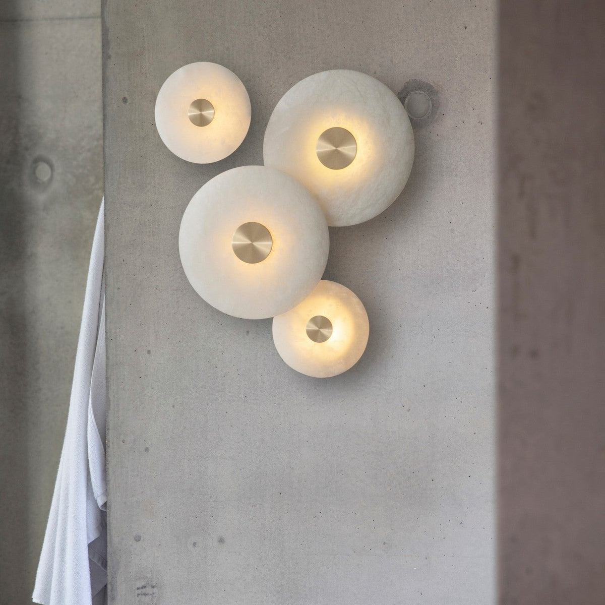 Platter Wall Sconce in alabaster for Hallway by AUVIELIGHT