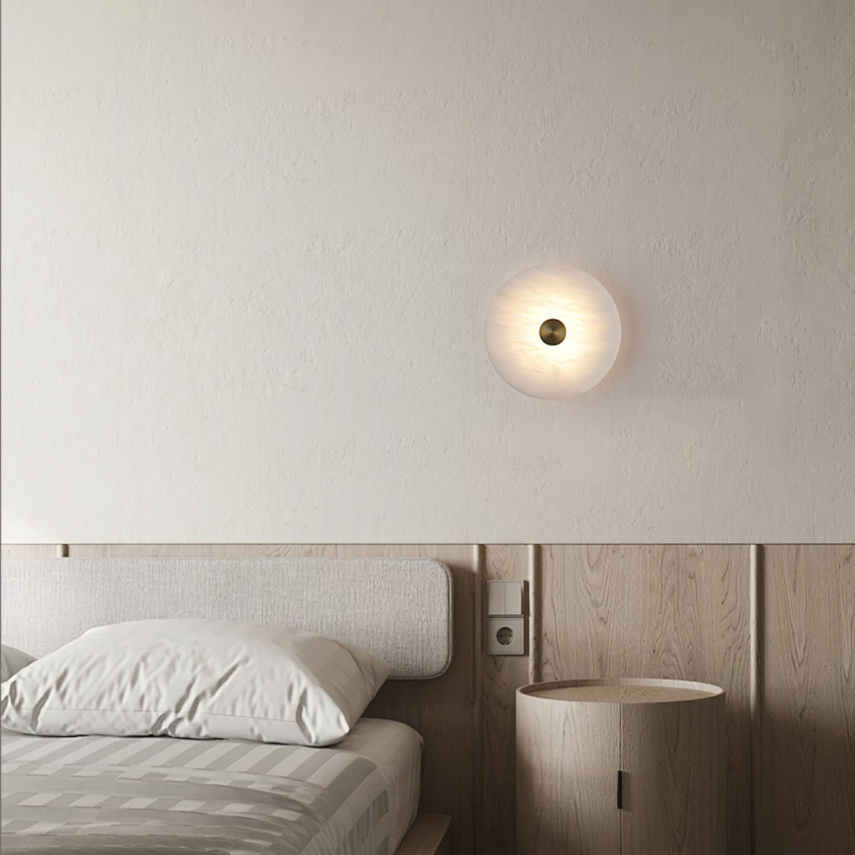 Platter Wall Sconce in alabaster for Hallway by AUVIELIGHT