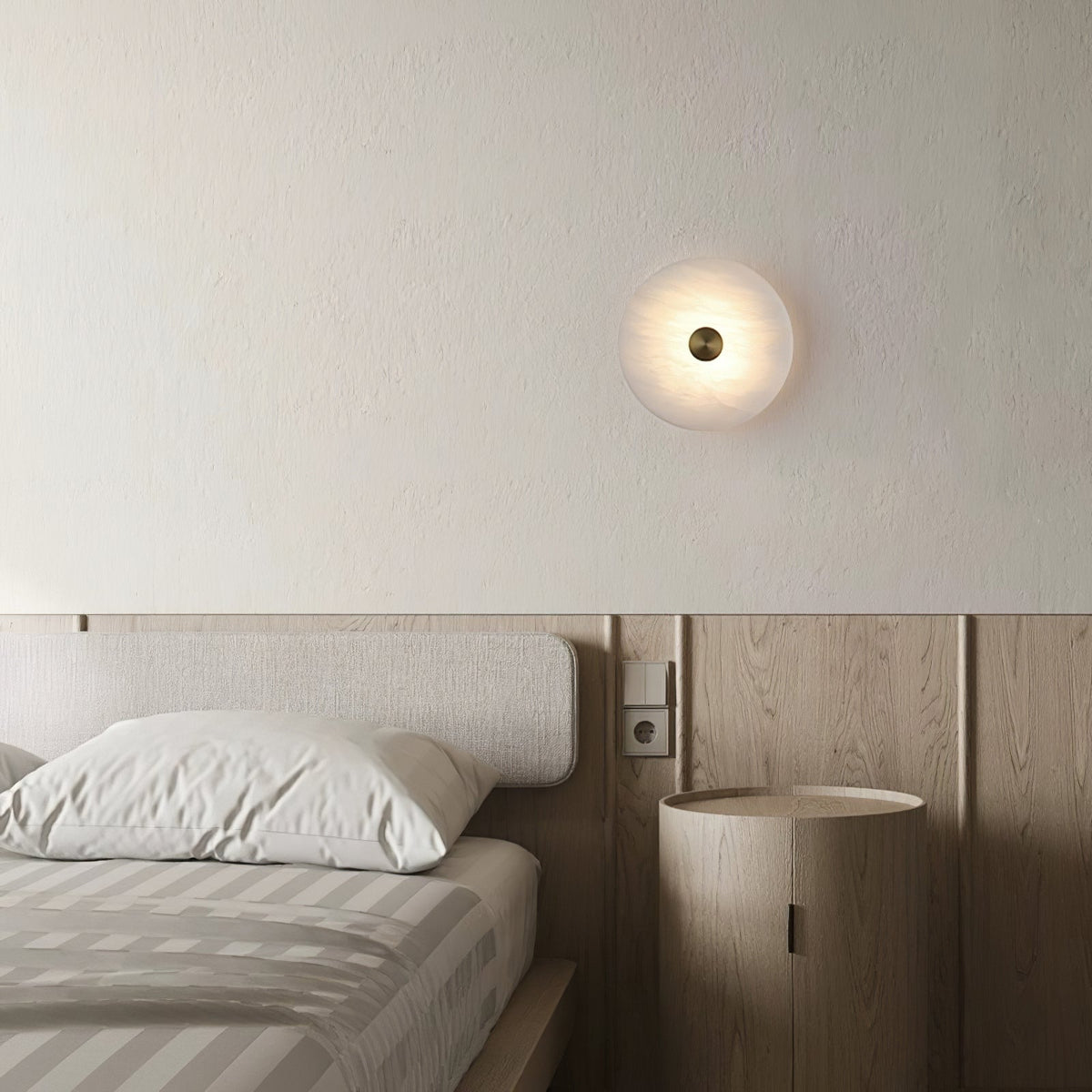 Platter Wall Sconce in alabaster for Hallway by AUVIELIGHT