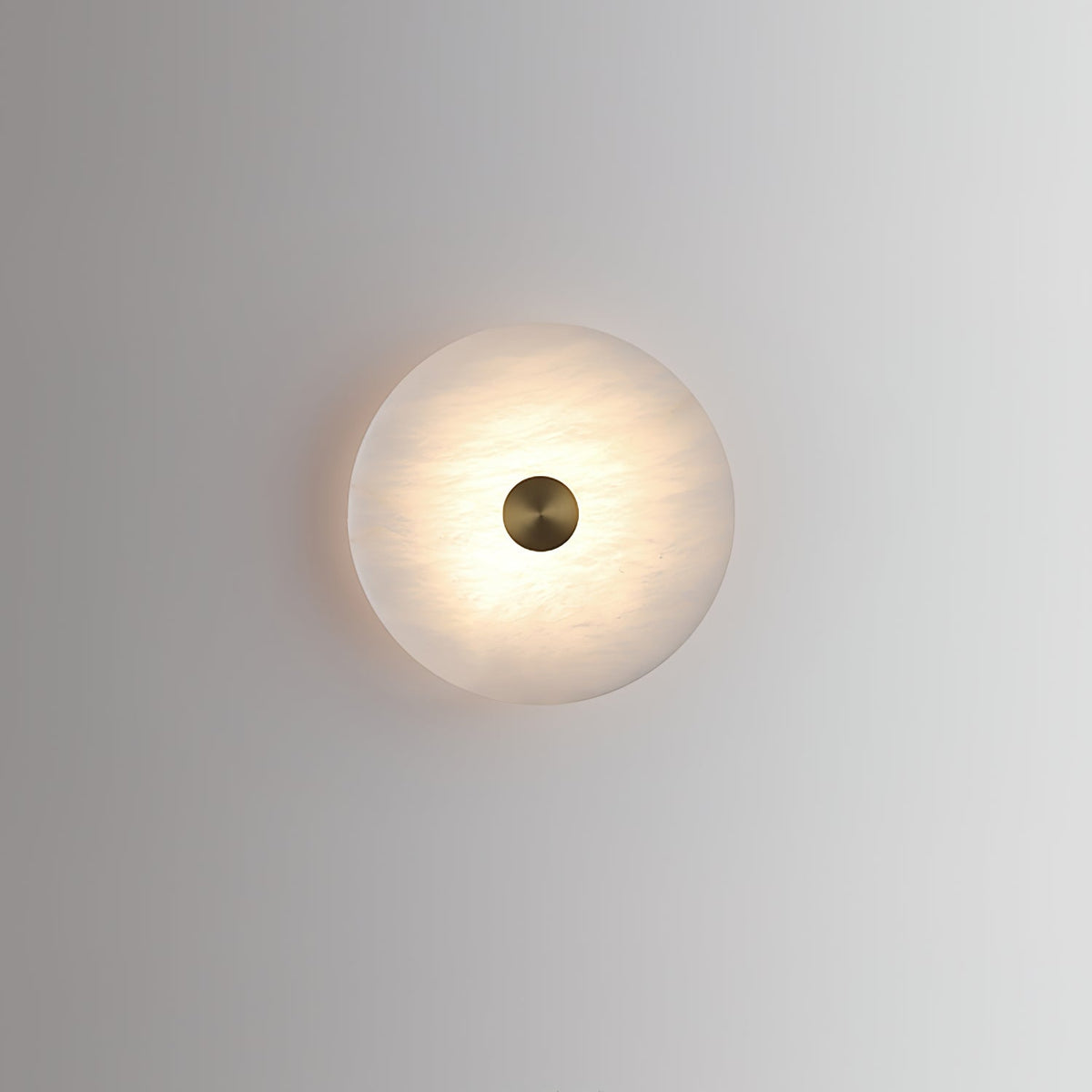 Platter Wall Sconce in alabaster for Hallway by AUVIELIGHT, Dia 7.9 x W 2.8" / Dia 20cm x W 7cm / Warm Light / Gold & White