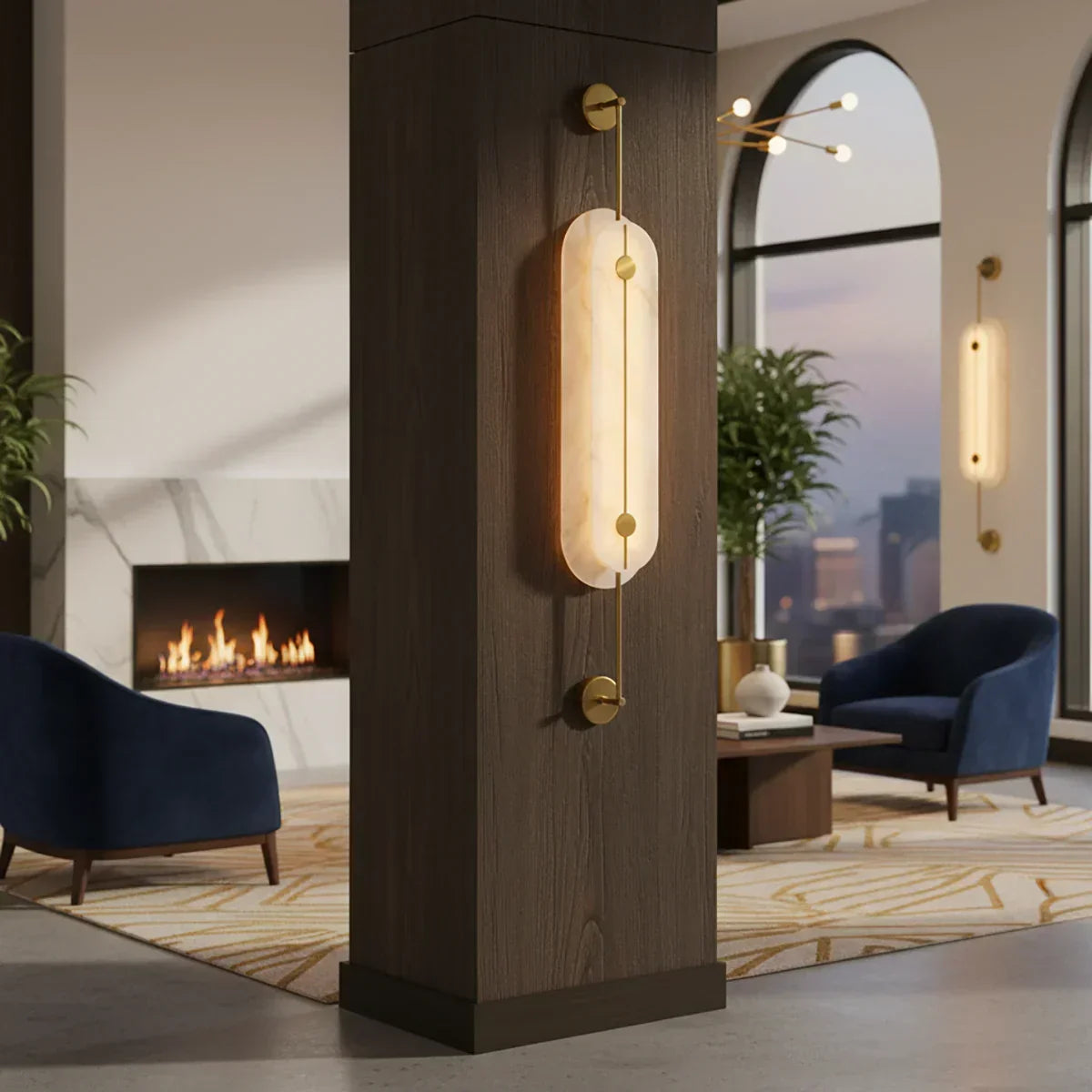 Solvane Slender Oval Wall Sconce in alabaster for Hallway by AUVIELIGHT