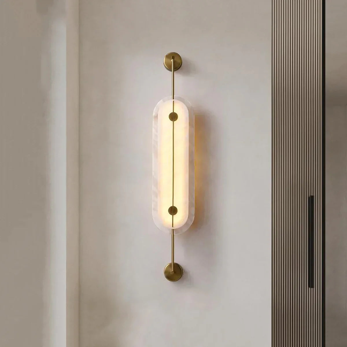 Solvane Slender Oval Wall Sconce in alabaster for Hallway by AUVIELIGHT