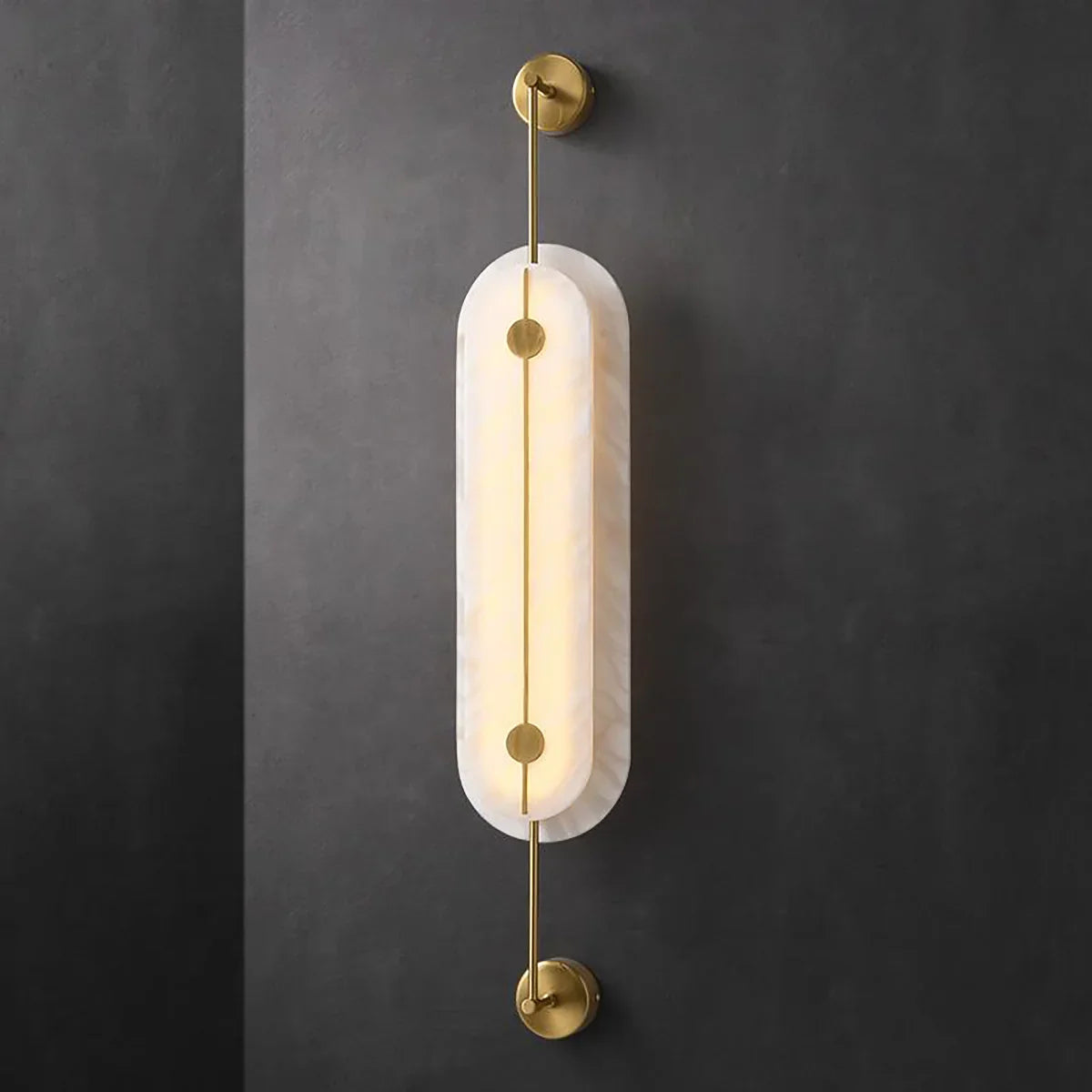 Solvane Slender Oval Wall Sconce in alabaster for Hallway by AUVIELIGHT