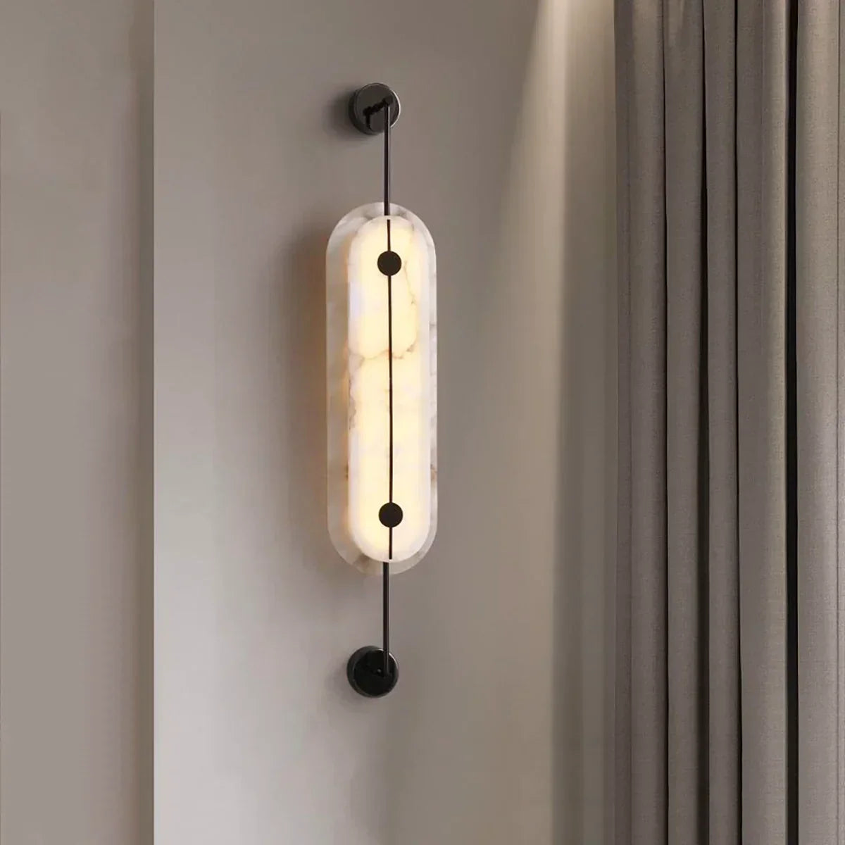 Solvane Slender Oval Wall Sconce in alabaster for Hallway by AUVIELIGHT
