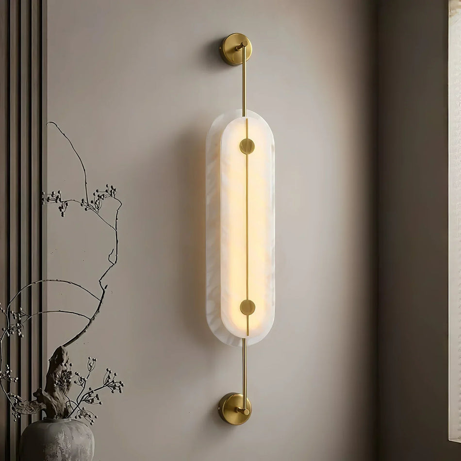 Solvane Slender Oval Wall Sconce in alabaster for Hallway by AUVIELIGHT