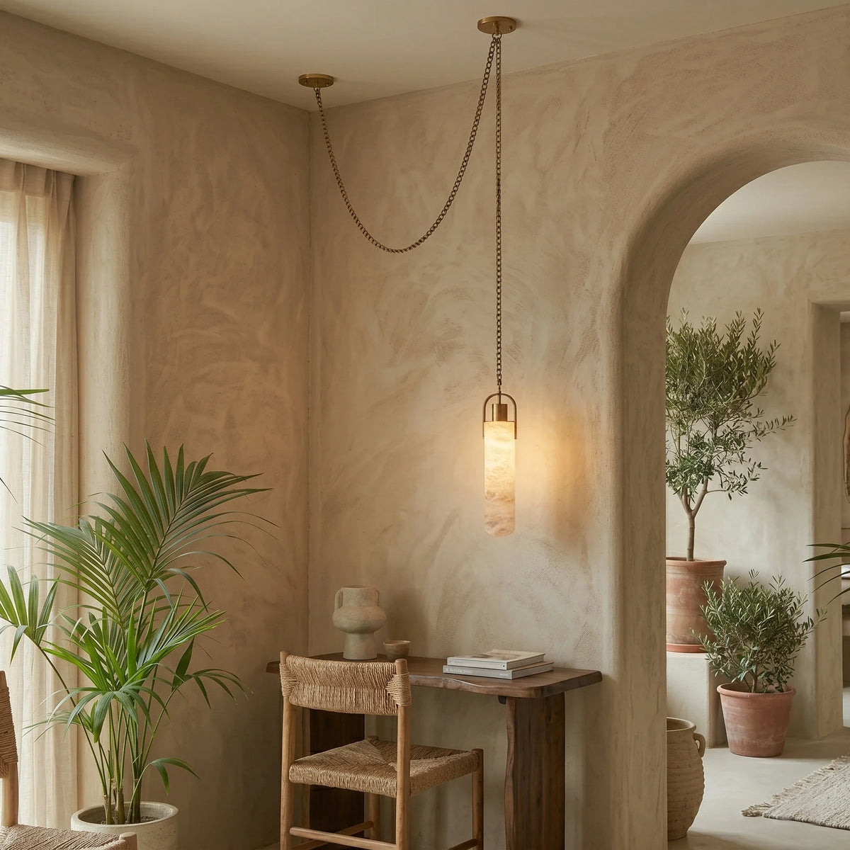 Chain Chandelier in alabaster for Dining Room by AUVIELIGHT