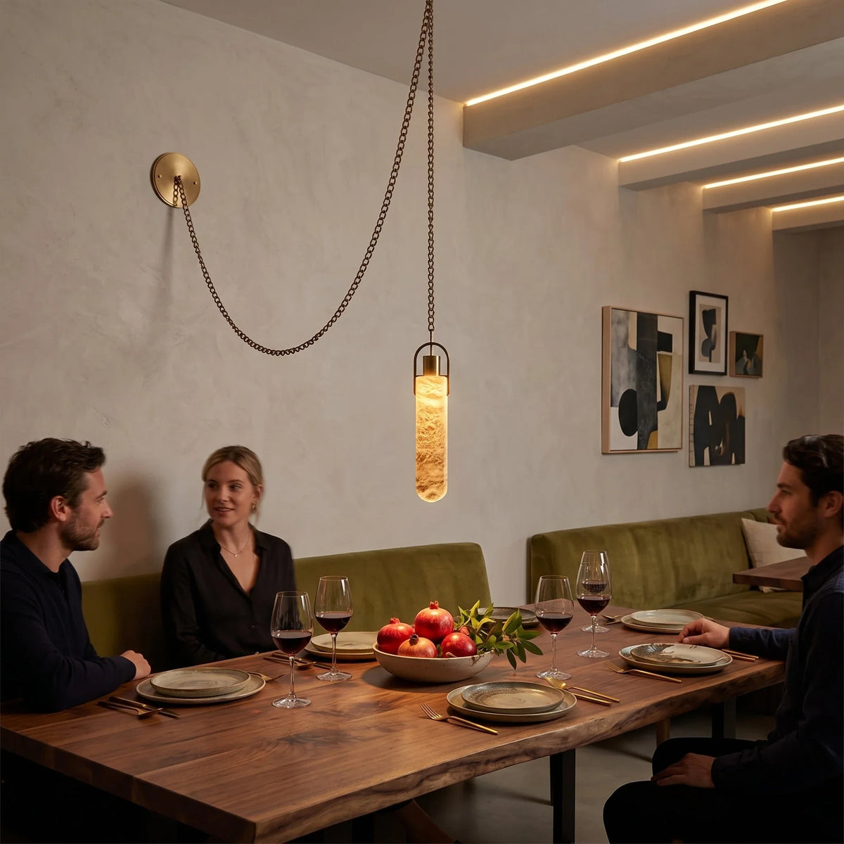 Chain Chandelier in alabaster for Dining Room by AUVIELIGHT