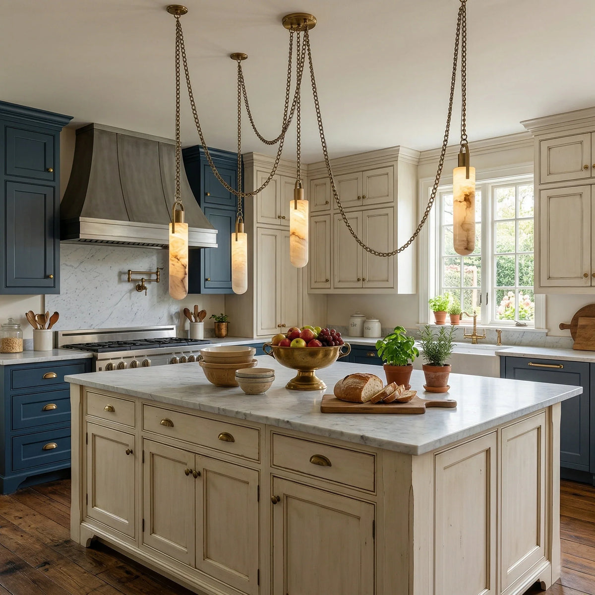 Chain Chandelier in alabaster for Dining Room by AUVIELIGHT