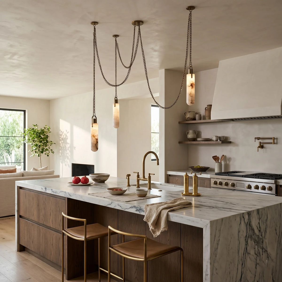 Chain Chandelier in alabaster for Dining Room by AUVIELIGHT