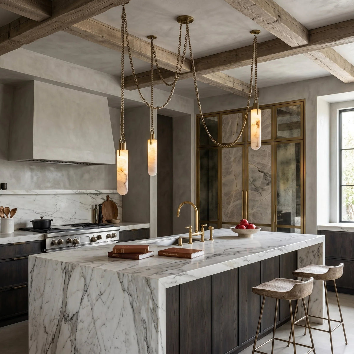 Chain Chandelier in alabaster for Dining Room by AUVIELIGHT