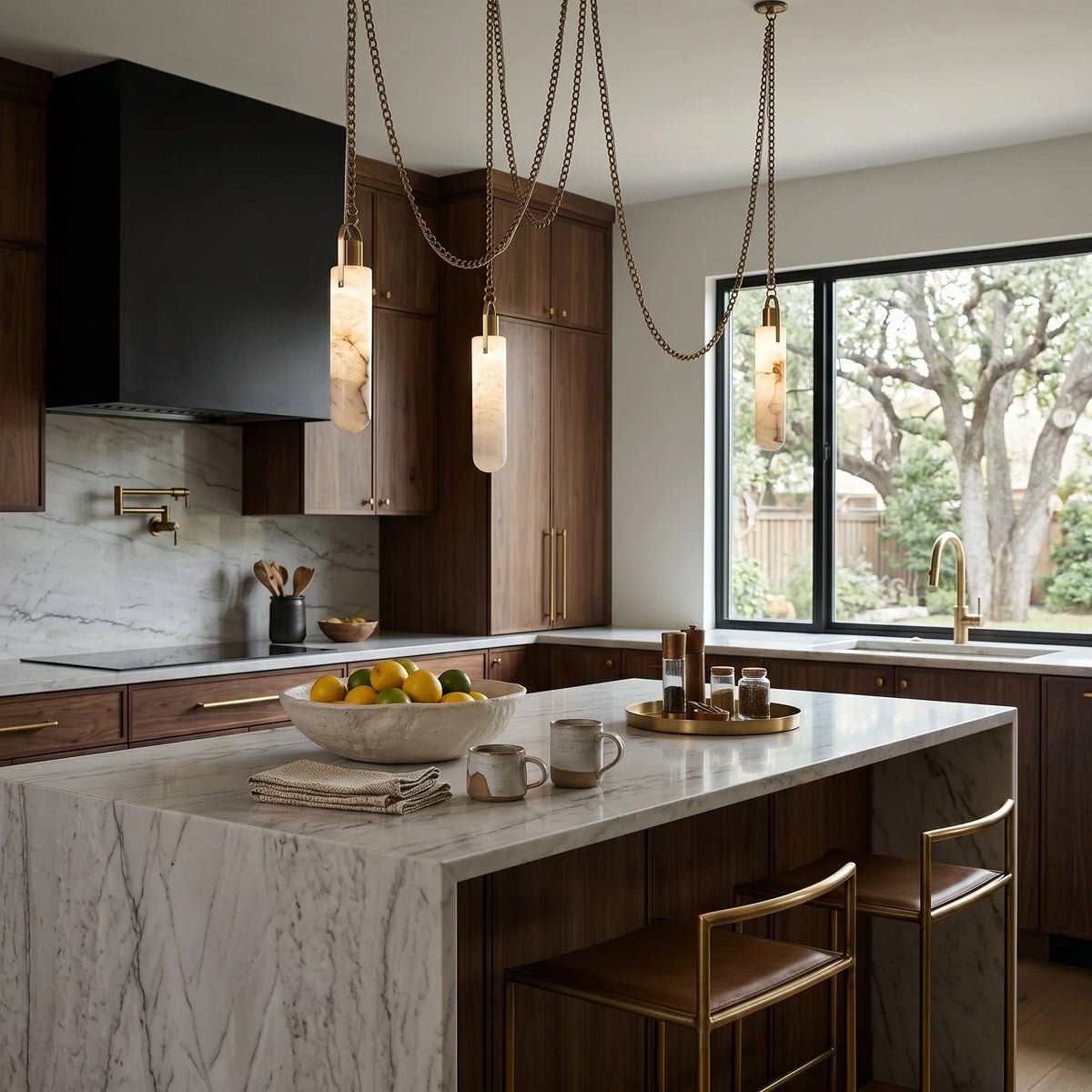 Chain Chandelier in alabaster for Dining Room by AUVIELIGHT
