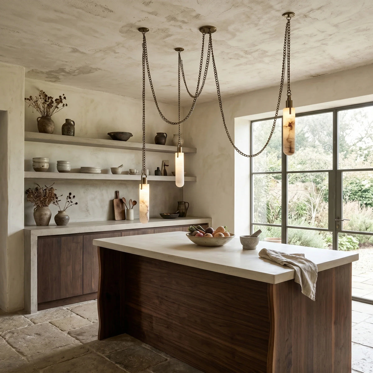 Chain Chandelier in alabaster for Dining Room by AUVIELIGHT