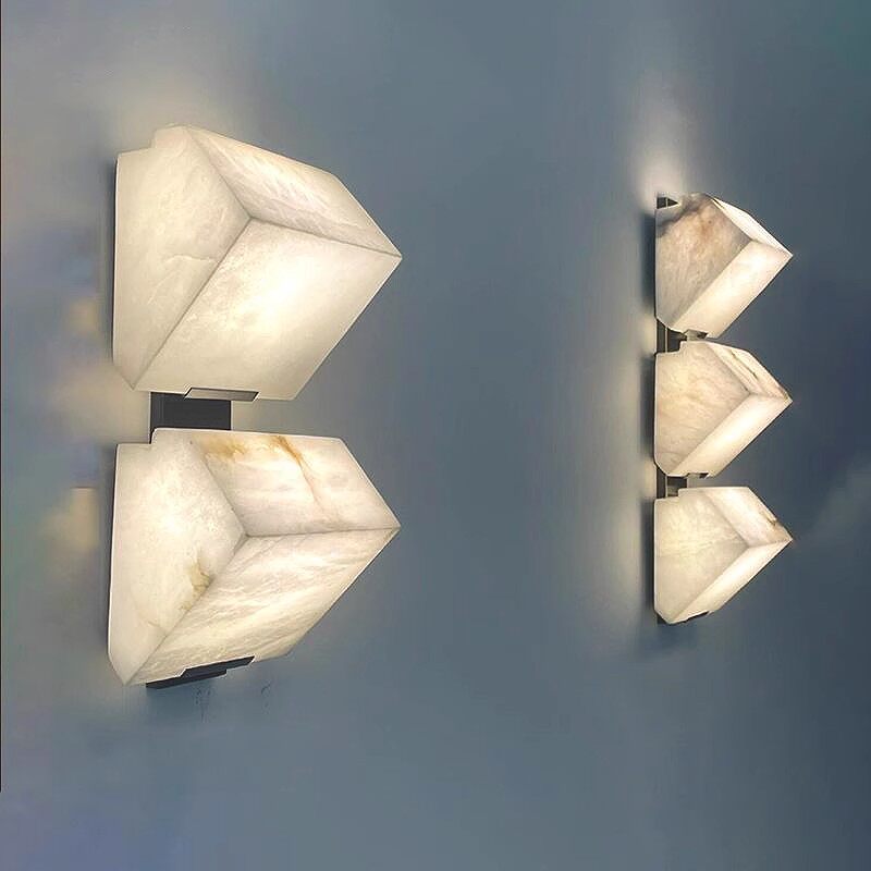 Tiered Wall Sconce in alabaster for Hallway by AUVIELIGHT