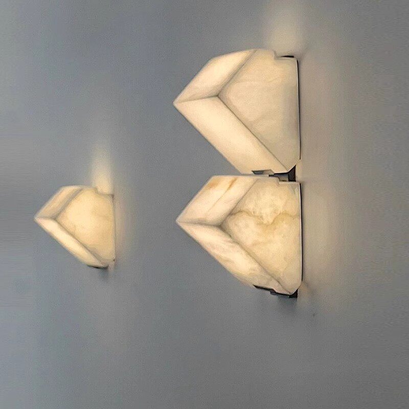 Tiered Wall Sconce in alabaster for Hallway by AUVIELIGHT