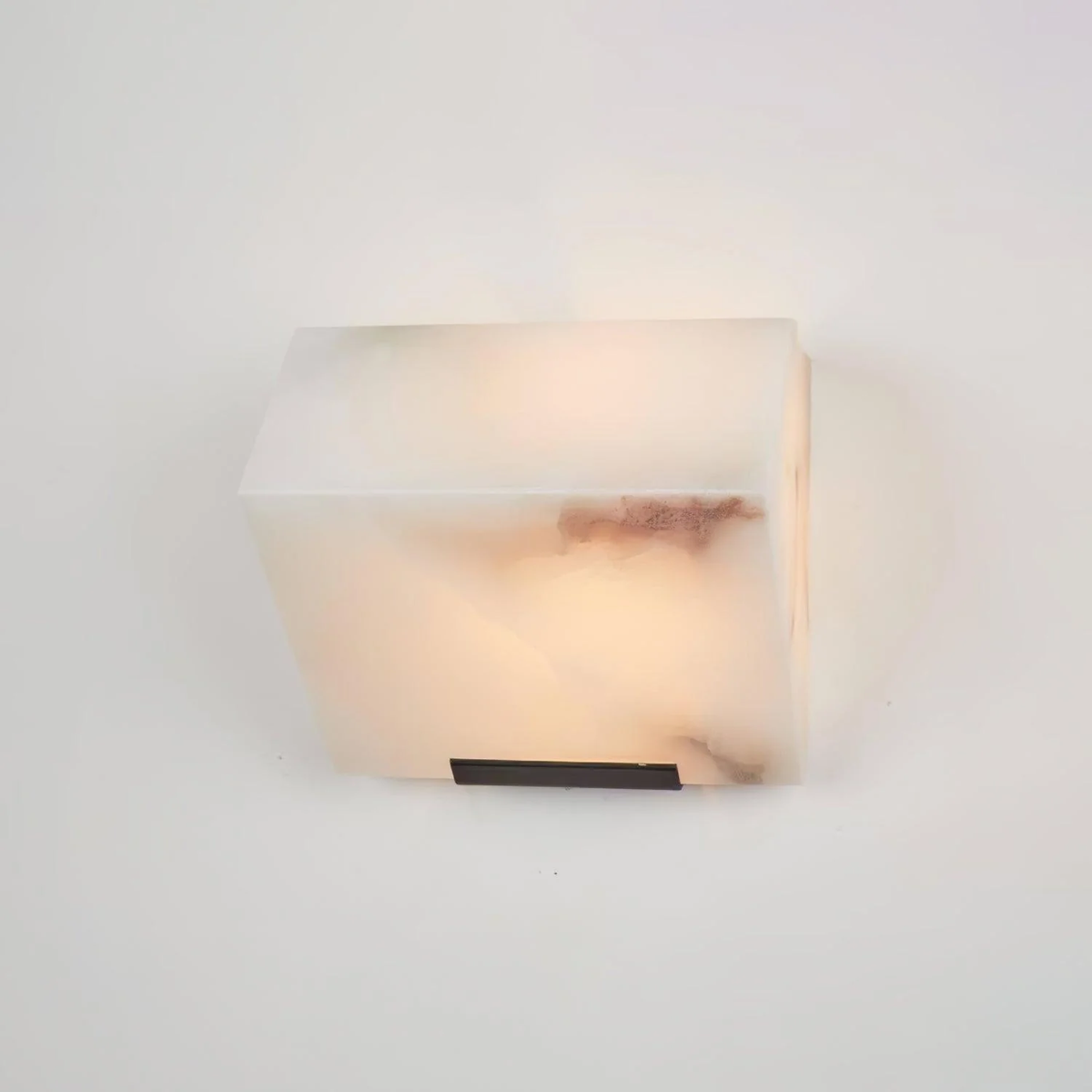 Tiered Wall Sconce in alabaster for Hallway by AUVIELIGHT, Dia 5.5 x H 5.9" / Dia 14cm x H 15cm / Black & White / Warm Light