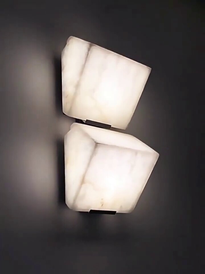 Tiered Wall Sconce in alabaster for Hallway by AUVIELIGHT