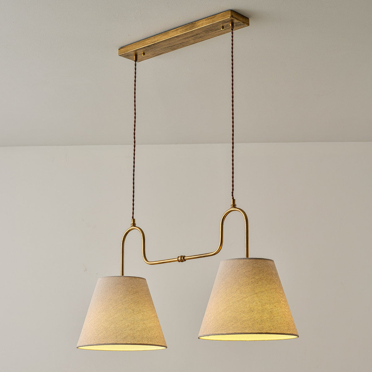 Althea Dual Pendant Light in linen for Kitchen Island by AUVIELIGHT