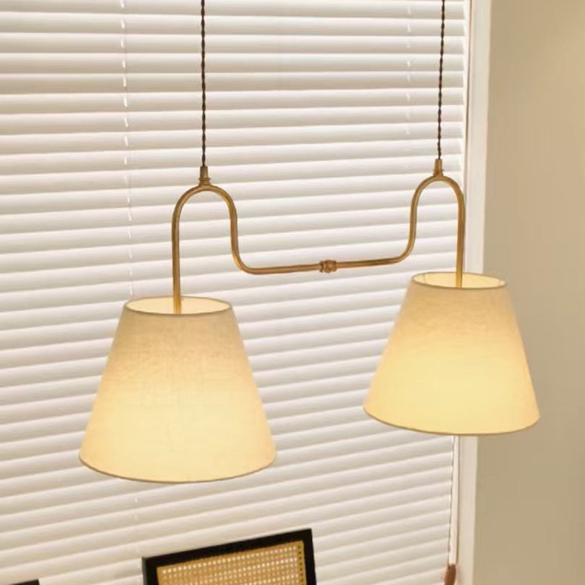 Althea Dual Pendant Light in linen for Kitchen Island by AUVIELIGHT