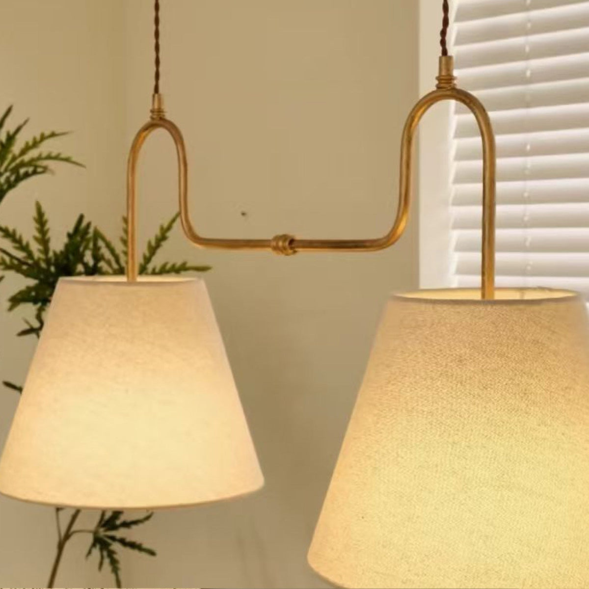 Althea Dual Pendant Light in linen for Kitchen Island by AUVIELIGHT