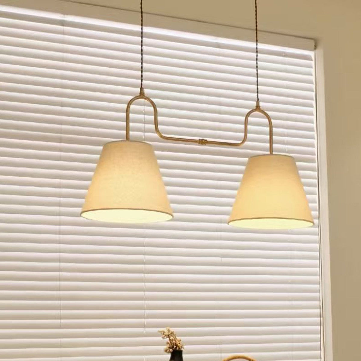 Althea Dual Pendant Light in linen for Kitchen Island by AUVIELIGHT