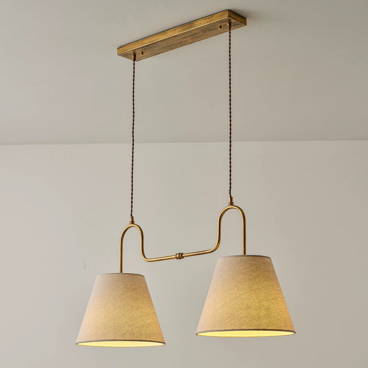 Althea Dual Pendant Light in linen for Kitchen Island by AUVIELIGHT
