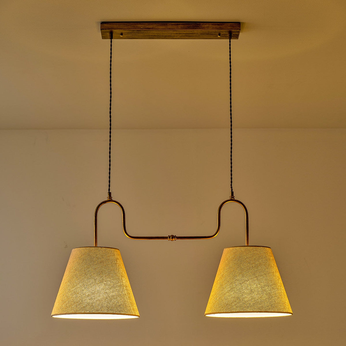 Althea Dual Pendant Light in linen for Kitchen Island by AUVIELIGHT