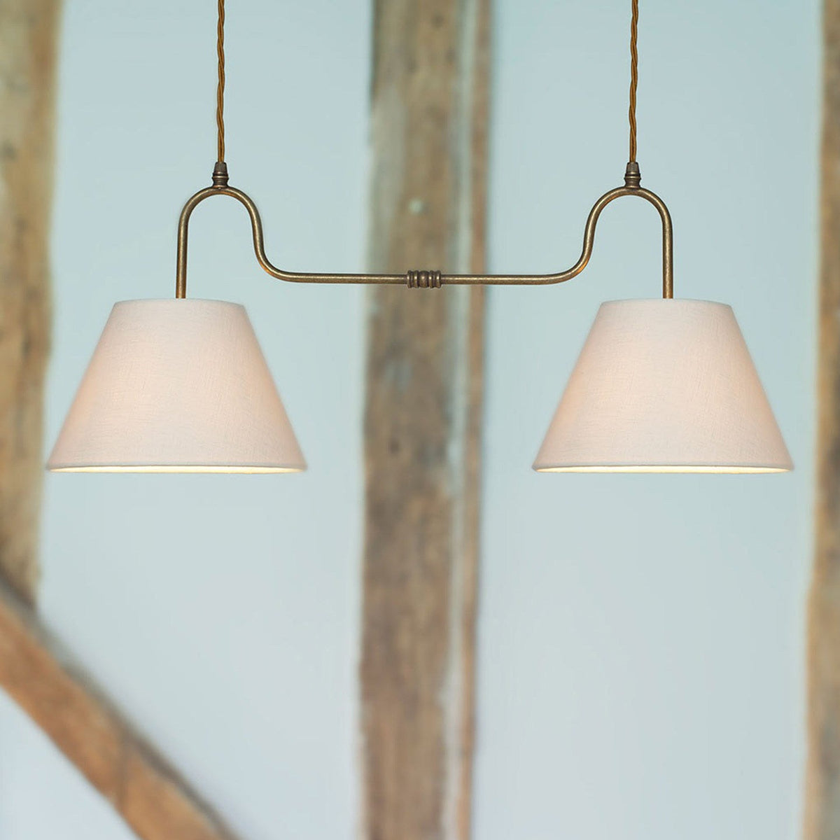 Althea Dual Pendant Light in linen for Kitchen Island by AUVIELIGHT