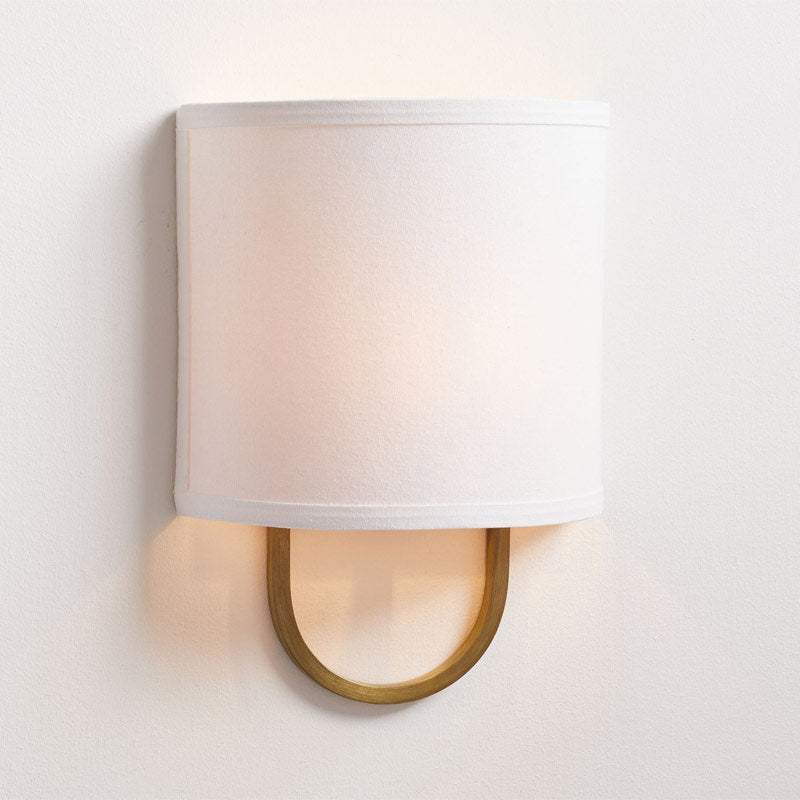 Althea Loop Wall Sconce in linen for Hallway by AUVIELIGHT, Dia 24cm x H 21cm / ∅ 6.7″ x H 7.8″ / White & White