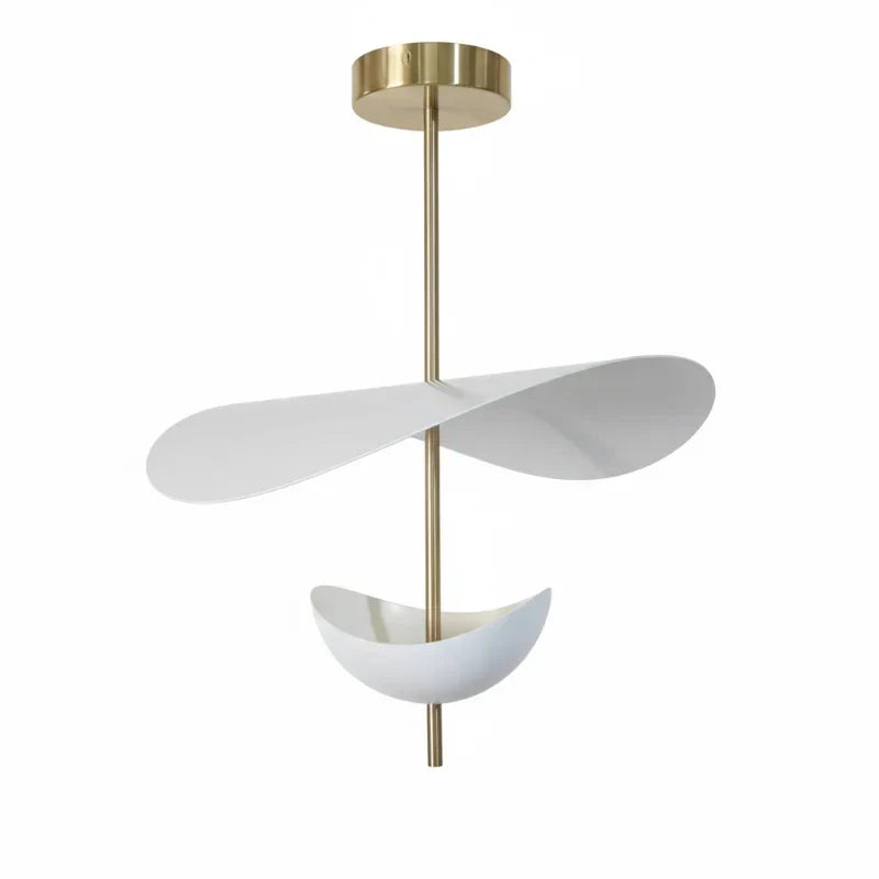 Aluminum Petal Chandelier for Dining Room by AUVIELIGHT, 2 layers D 40cm x H 45cm / ∅ 15.7″ x H 17.7″ / Gold & White