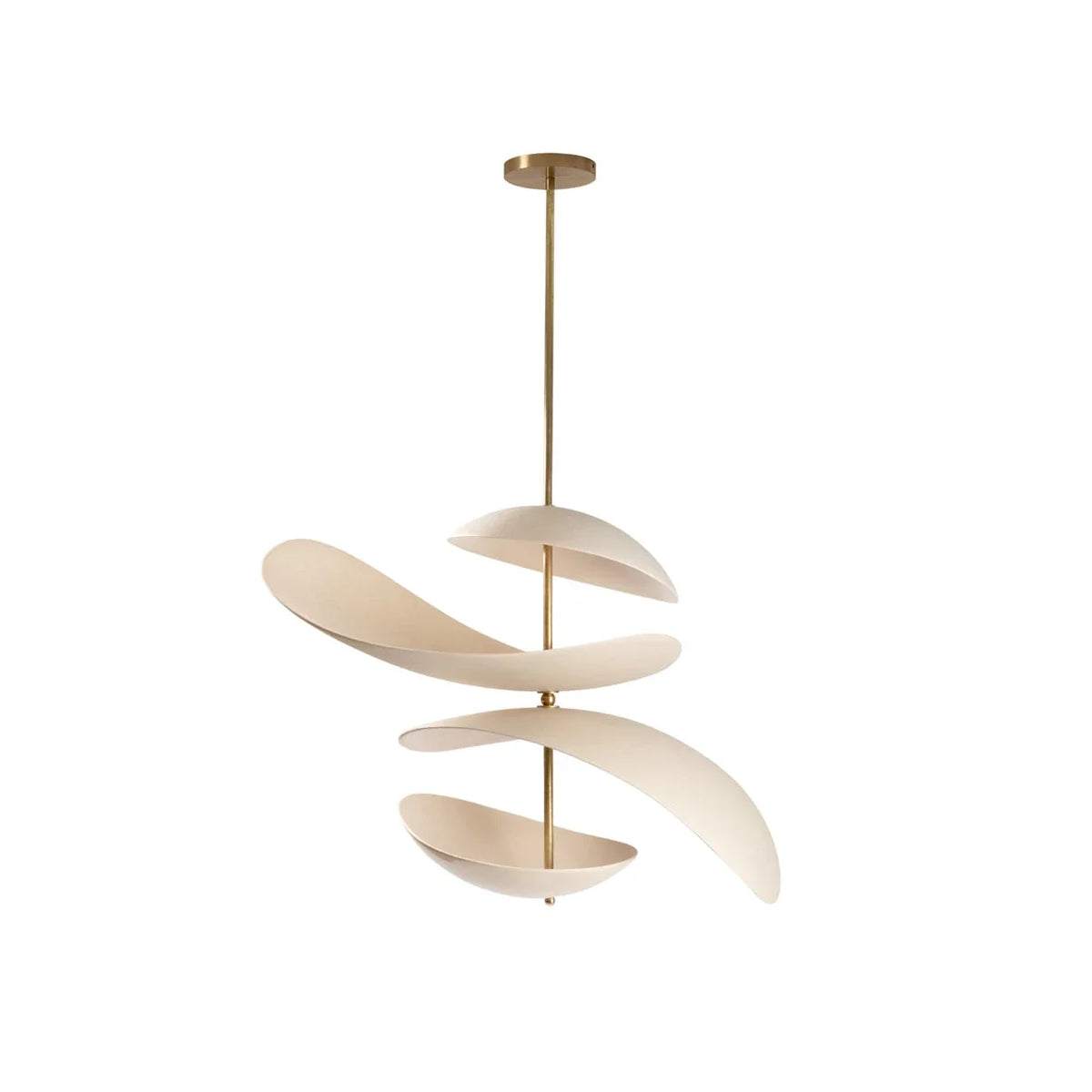 Aluminum Petal Chandelier for Dining Room by AUVIELIGHT, 4 layers D 45cm x H 45cm / ∅ 17.7″ x H 17.7″ / Gold & White
