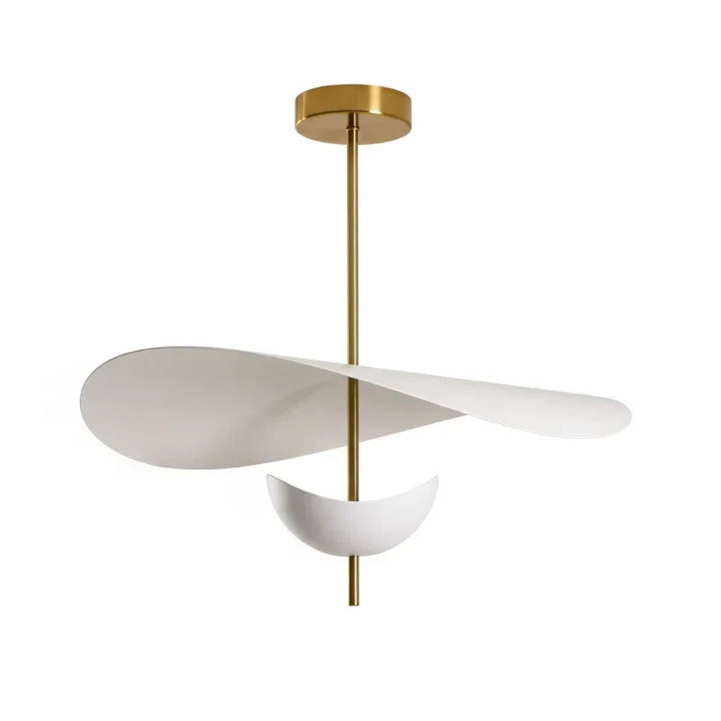 Aluminum Petal Chandelier for Dining Room by AUVIELIGHT, 2 layers ∅ 23.6″ x W 15.7″ x H 17.7″ / Gold & White