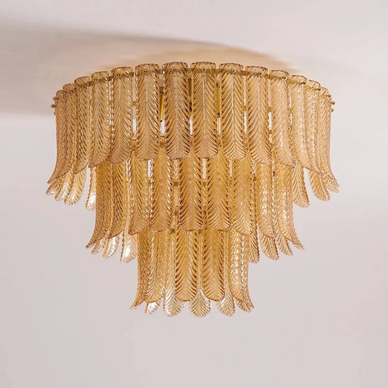 Waterfall Wall Sconce in amber crystal for Hallway by AUVIELIGHT, 8 heads D 60cm x H 48cm / ∅ 23.6″ x H 18.9″ / Amber glass
