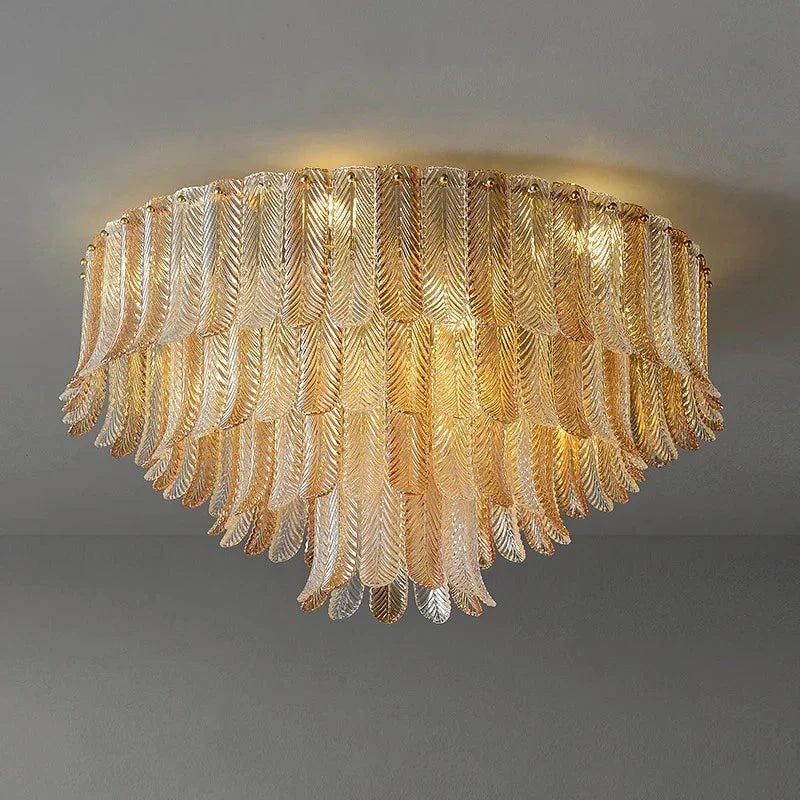 Waterfall Wall Sconce in amber crystal for Hallway by AUVIELIGHT, 12 heads D 80cm x H 51cm / ∅ 31.5″ x H 20.1″ / Amber glass